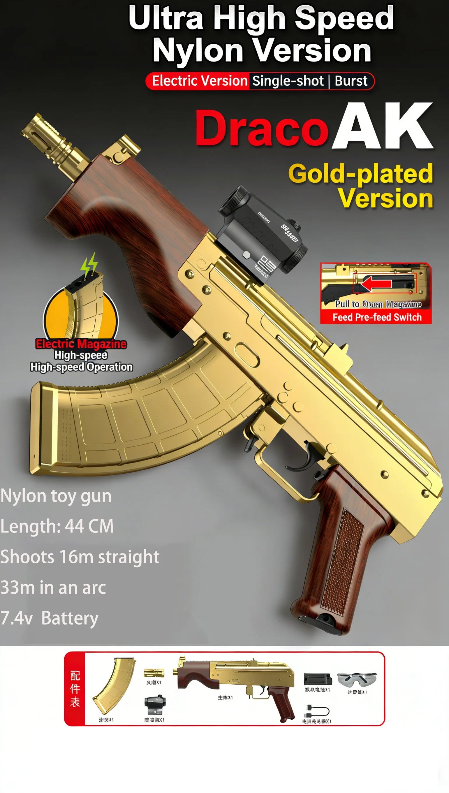 Ultimate AK47 Gel Blaster Electric Gun 30M Extreme Range